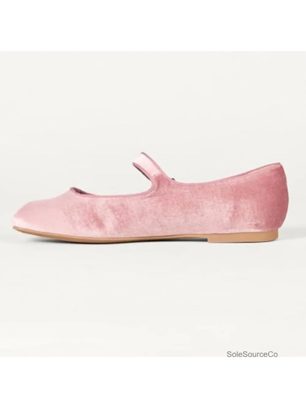 Women's Velvet Mary Jane Ballet Flats with Buckle Strap Faux Suede Memory Foam